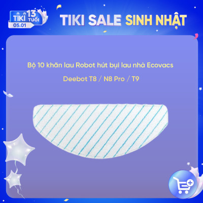 Bộ 10 khăn lau (10 cái) dùng cho Robot hút bụi lau nhà Ecovacs Deebot N8 Pro/ T8/T9_Hàng chính hãng