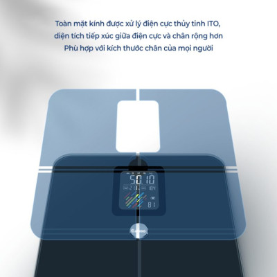 Cân điện tử sức khỏe thông minh Rapido RSB05–BS kết nối bluetooth, đo 21 chỉ số, bảo hành 12 tháng