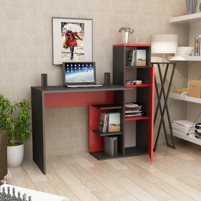 Bàn Học Gỗ Công Nghiệp Liền Giá Sách SMLIFE Debock