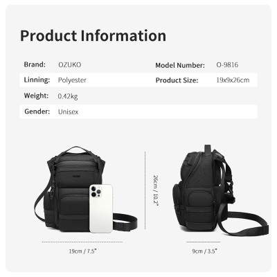 Túi đeo chéo nam đi xe máy OZUKO Túi đeo chéo ngoài trời chống nước đa chức năng