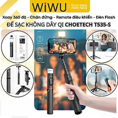 Gậy chụp ảnh selfie 3 chân hiệu HOTCASE WIWU Sharp Film remote bluetooth Xoay 360 độ có đèn flash tích hợp tripod, gập gọn, pin sạc type C, đèn trợ sáng Phụ Kiện - Hàng nhập khẩu