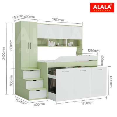 Giường tầng thấp ALALA159 đa năng/ Miễn phí vận chuyển và lắp đặt/ Đổi trả 30 ngày/ Sản phẩm được bảo hành 5 năm từ thương hiệu ALALA/ Chịu lực 700kg
