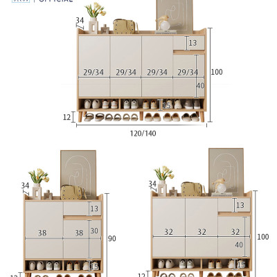 Tủ Giày Gỗ Nhiều Ngăn Đa Năng Thương Hiệu SIB Decor Màu Trắng Phối Vân Gỗ TG19