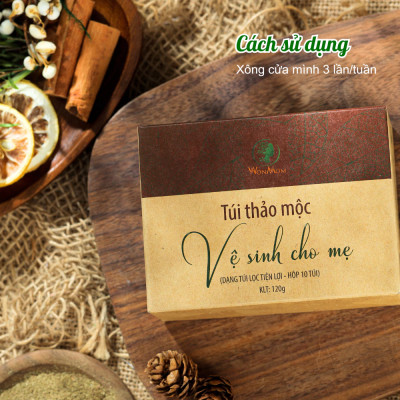 Thảo mộc vệ sinh cho mẹ Wonmom, xông vùng kín thơm tho, se khít Wonmom ( 10 Túi/Hộp )
