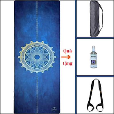 Thảm tập yoga chính hãng Yvonne, Mandala (TẶNG KÈM 3 PHẦN QUÀ) dày 6mm, bề mặt nhám, siêu bám, chống trơn trượt, thấm hút mồ hôi, càng nhiều mồ hôi càng bám, dễ vệ sinh, bề đẹp, sang trọng