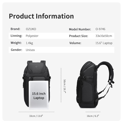 Ba lô dung tích lớn OZUKO Túi du lịch ngoài trời chống nước thời trang
