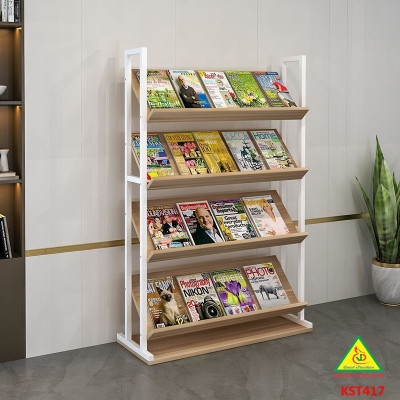 Kệ trưng bày sản phẩm, hàng hóa , kệ trang trí khung sắt mặt gỗ KST417- Nội thất lắp ráp Viễn Đông Adv