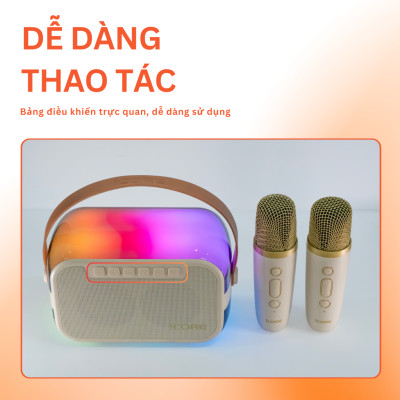 Bộ Loa Karaoke mini Bluetooth iCore ISM69 kèm 02 Micro - Hàng Chính Hãng