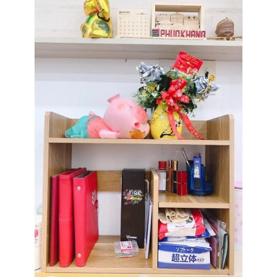 Kệ Sách Gỗ MDF Chống Ẩm Chất Lượng Cao Mini Để Bàn Đa Năng Đồ Dùng Học Tập Hồ Sơ Văn Phòng Tiện Lợi 4 Ngăn Lắp Ghép Dễ Dàng Giao Màu Ngẫu Nhiên