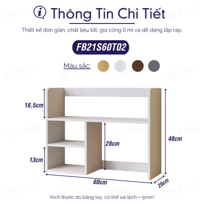 Kệ Gỗ Để Bàn FB21 FIVO Cao Cấp Màu Trắng Và Xám , Dùng Decor Bàn Học, Văn Phòng, Đa Dạng Mẫu Mã Và Màu Sắc
