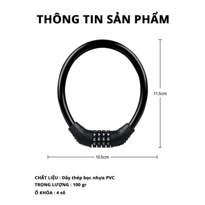 Khóa Số Xe Đạp , xe máy  Khóa Dây Chống Trộm Xe Máy Chống Cắt  Mật Mã 4 Số Lõi Thép Cao Cấp Không Lo Mất Chìa Khóa Cleacco Boro Sport