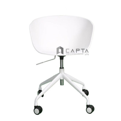 Ghế họp thân nhựa màu trắng chân nâng hạ AAC3-S Nội thất Capta Ghế học bài tại nhà thân nhựa PP màu trắng chân xoay nâng hạ có lưng tựa thấp AAC tại HCM