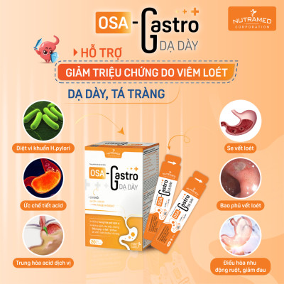 Gói uống Osa Gastro hỗ trợ giải quyết viêm loét dạ dày, tá tràng toàn diện (20 gói) - Nutramed