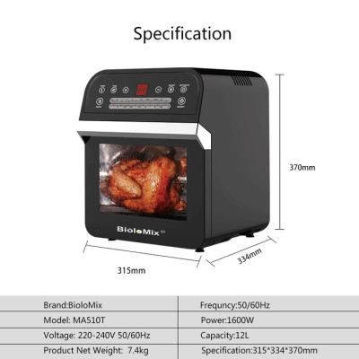Nồi chiên không dầu điện tử dung tích lớn 12 Lít Biolomix MA510T-Hàng chính hãng 
