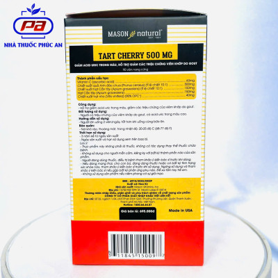 Viên uống hỗ trợ giảm acid uric Gout MASON NATURAL Tart Cherry Mỹ 90 viên giúp giảm đau xương khớp