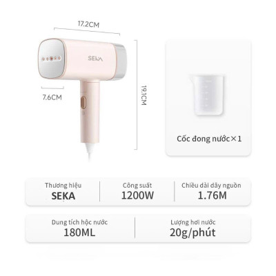 Bàn Là Hơi Nước Cầm Tay SEKA SK547 (Model Mới Nhất 2024) 1200W, 170ml, Bàn Là Mini, Bàn ủi Du Lịch - Hàng Chính Hãng