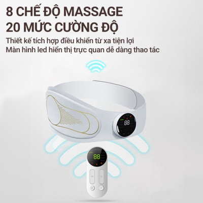 Đai [Máy] Massage Bụng Rung Lắc Hồng Ngoại Nhật Bản - Pin sạc - Chính Hãng Màu trắng - thon gọn bụng hiệu quả