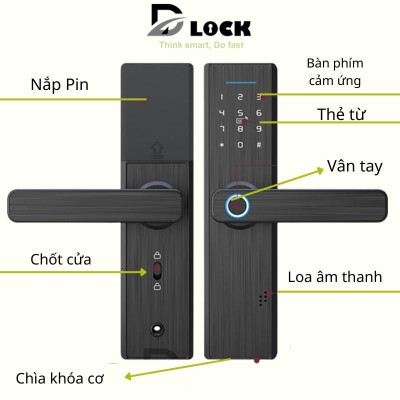 Khóa cửa vân tay thông minh điện tử cao cấp dùng app cửa nhôm, cửa gỗ, cửa lõi thép chống nước, Khóa Smart Lock bảo hành 30 tháng Chính Hãng DILLOCK DL835