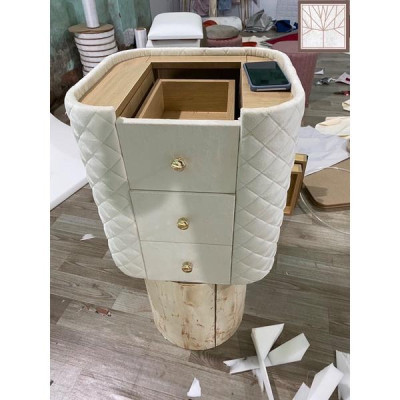 Hàng Siêu Cấp Bộ bàn phấn trang điểm 2 mặt kính họa tiết kim cương bọc da, nỉ cao cấp, sang trọng  - Giá Tại Xưởng