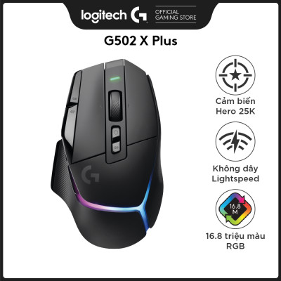 Chuột game không dây Logitech G502 X PLUS LIGHTSPEED – switch LIGHTFORCE Hybrid, RGB Lightsync, Cảm biến Hero 25K, Windows/Mac OS  -Hàng chính hãng