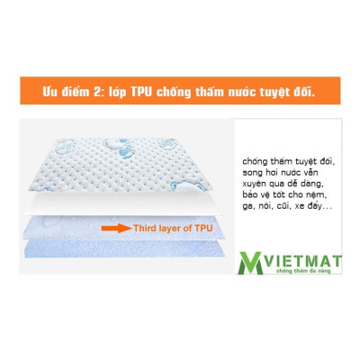 Combo 3 tấm lót chống thấm cho bé Vietmat mềm êm, thoáng mát, không nóng, không sột soạt, giặt máy