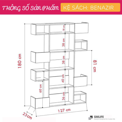 Giá sách gỗ phong cách hiện đại SMLIFE Benazir