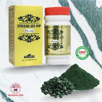 Thực phẩm Tảo Spirulina bổ sung chất xơ và axit amin tăng sức đề kháng, phòng ngừa bệnh tật - Hộp 200 viên nén - Mediphar USA 
