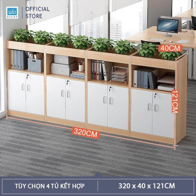 Tủ Gỗ Đựng Hồ Sơ Văn Phòng 2 Cửa Có Khóa, Hộc Tủ Mở Rộng Hiện Đại Thương Hiệu SIB Decor HS23