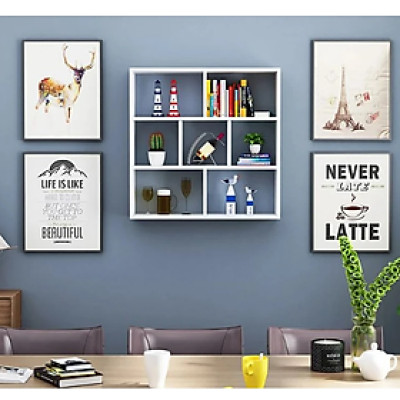 Kệ Sách Treo Tường Tối Giản, Hiện Đại Tundo CTKT242 KT 80x80x20cm