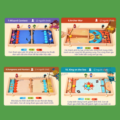 Đồ chơi cờ búng xuyên lỗ thông minh bằng gỗ cao cấp Mideer 10 in 1 Carrom Board Game