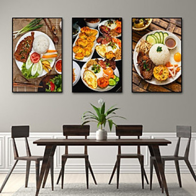 Tranh treo tường tráng gương cơm tấm 4 trí quán ăn,nhà hàng