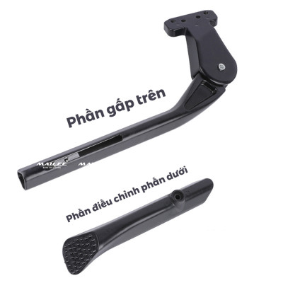Chân chống xe đạp điều chỉnh bằng hợp kim nhôm LGA-28 lắp đặt tại vị trí 2 lỗ chờ hỗ trợ bên hông (như hình) cho xe đạp địa hình MTB/xe đạp gập/xe đạp điện bánh 20-29 inch, chiều dài điều chỉnh 33 - 40 cm - Mai Lee