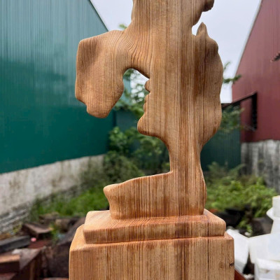 Phu thê viên mãn ,mãi mãi bên nhau trọn đời bằng gỗ ngọc âm thơm nức kt cao 30×15×7cm 