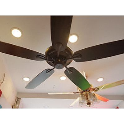 Quạt Trần Đèn Cánh Gỗ Màu Coffee Hiện Đại, cánh gỗ tự nhiên, có điều khiển từ xa