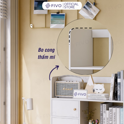 Kệ Gỗ Để Bàn FB21 FIVO Cao Cấp Màu Trắng Và Xám , Dùng Decor Bàn Học, Văn Phòng, Đa Dạng Mẫu Mã Và Màu Sắc