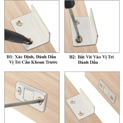 Nam Châm Hít, Giữ Ngăn Kéo, Cửa Tủ Vuông 90 Độ KUNBE, Không Cần Khoan, Chắc Chắn, Siêu Tiện Ích