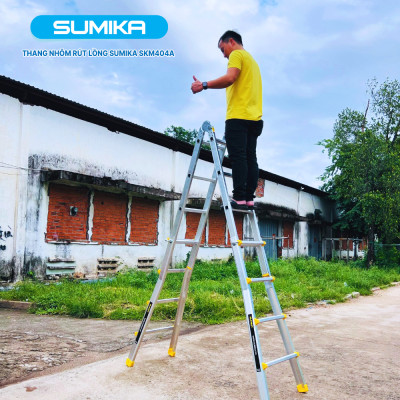 Thang nhôm chữ A rút lồng SUMIKA SKM404A - Chữ A cao nhất 2.2m, chữ I cao nhất 4.6m, tải trọng 300kg