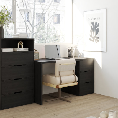 HAPPY FURNITURE ,Bàn làm việc 3 ngăn kéo - LAYLA , BAN_165 , 140cm x 59cm x 75cm DxRxC