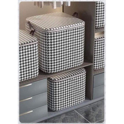 Túi Đựng Quần Áo Sọc Caro Trắng Đen  – Gấp Gọn, Đựng Đồ Tiện Lợi, Có Quai Xách