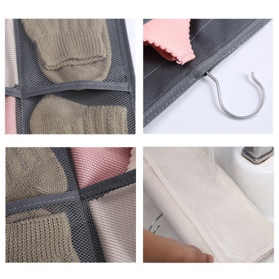Túi đựng đồ lót, tất vớ, 2 mặt 30 ngăn có móc treo PaKaSa - Hàng chính hãng (Màu xám/da, giao màu ngẫu nhiên)