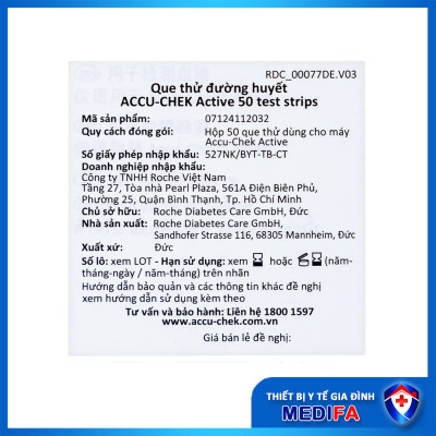 Hộp 50 Que Thử Đường Huyết Accu-Chek Active Nhập Khẩu Chính Hãng Roche