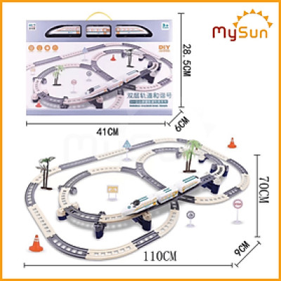 Tàu hỏa xe lửa cao tốc đồ chơi đường ray lắp ráp mô hình đoàn tàu siêu tốc CỠ LỚN tặng PIN MySun