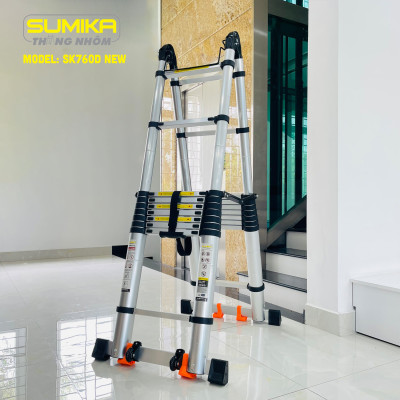 Thang nhôm rút đôi SUMIKA SK760D NEW (3.8M+3.8M) - rút chữ I cao 7.6m, rút chữ A cao 3.8m, tải trọng 300kg
