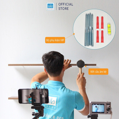 Kệ Gỗ Trang Trí Tivi Treo Tường Nhiều Tầng Đối Xứng Hiện Đại SIB Decor TV128