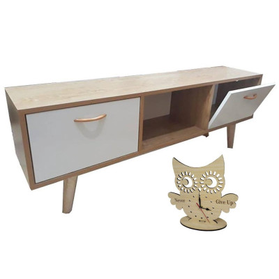 kệ tivi thiết kế theo phong cách sang trọng, tặng đồng hồ để bàn được khắc laser siêu độc đáo thích hợp trang trí