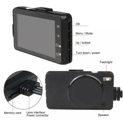 Camera Hành Trình Xe Máy 2 Mắt FHD 1080P MH IPS 3.0 Inch IP68/Night Vision/32GB - Ghi Hình Cùng Lúc Trước Và Sau Xe