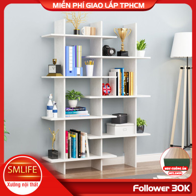 Giá sách gỗ gia đình thiết kế nhỏ gọn tiện nghi SMLIFE Bacil