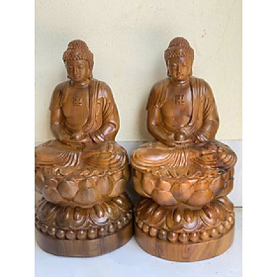 Tượng phật adi đà bằng gỗ bách xanh thơm nức kt cao 30cm  
