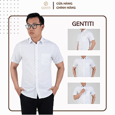 Áo sơ mi nam trắng họa tiết chấm bi xanh GENTITI By Thái Tuấn - 1C812HAKT701