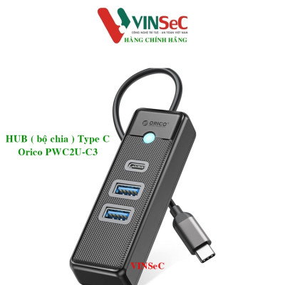 HUB Type C ra 1 cổng TYPE C + 2 Cổng USB 3.0 Orico PWC2U-C3 - Hàng Chính Hãng